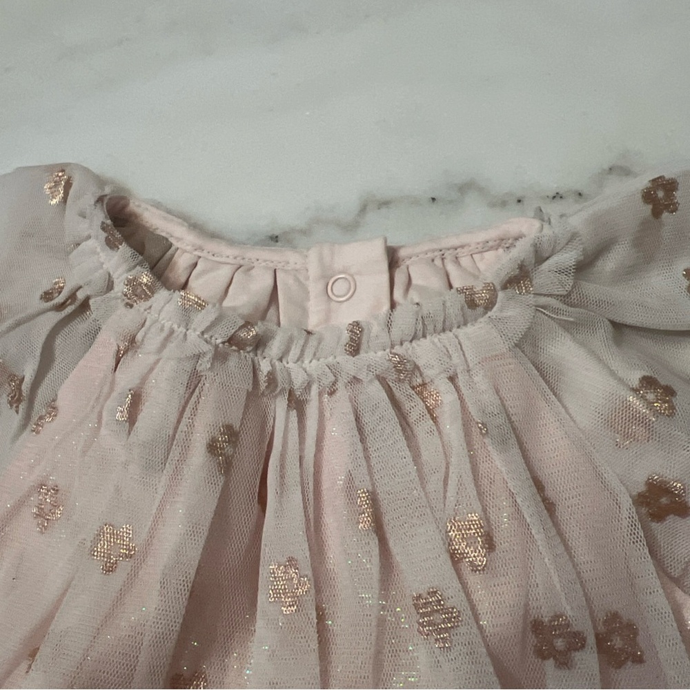 Cat & Jack 3-6 Months Formal Dress Pink Shimmer Ruffled Tulle Sleeveless Easter - Picture 6 of 12